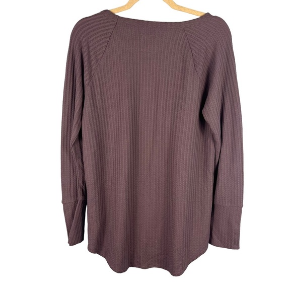 Chaser Purple Waffle Knit Long Sleeve Thermal Top Size Large Casual Pullover - Picture 7 of 10